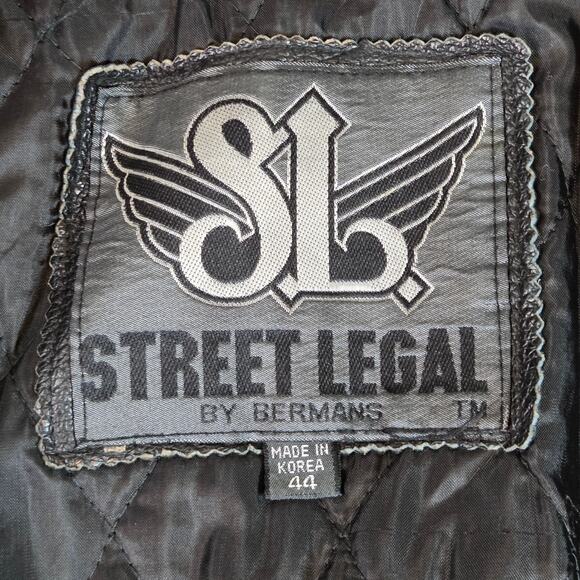 Vintage 90s Street Legal Bermans Leather Fringe Jacket Men’s Sz 44 L - Picture 4 of 15